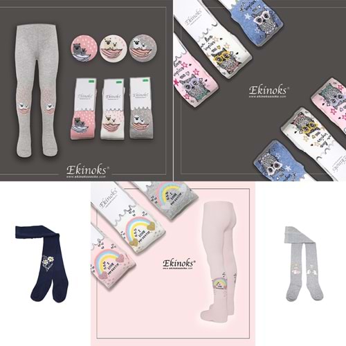 Ekinoks Kız Çocuk Desenli Yıkamalı Parfümlü Külotlu Çorap