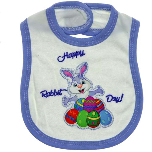 Bidilish 067 Bebe Happy Rabbit Nakışlı Mama Önlüğü 0-1 Yaş