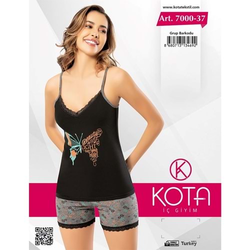 Kota 7000 -37 Bayan İp Askılı Güpürlü Şortlu Takım