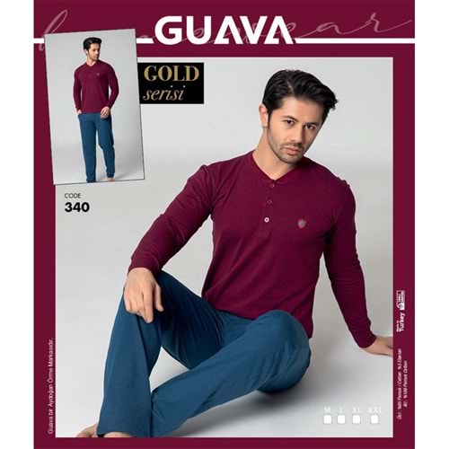 Guava 340 Erkek Gold Serisi Uzun Kol Pijama Takımı M-XL