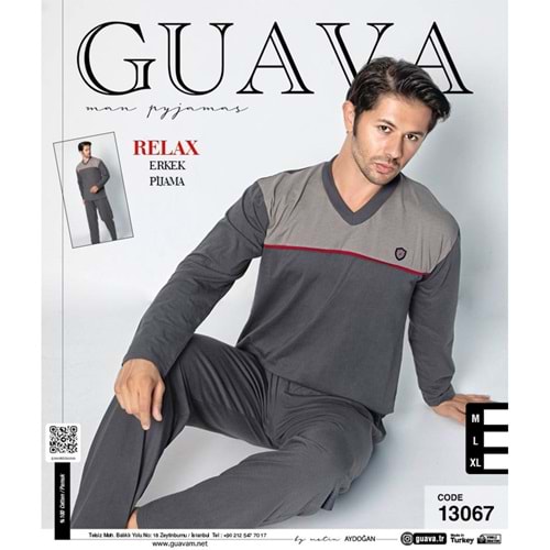 Guava 13067 Erkek Relax Serisi Uzun Kol Pijama Takımı M-XL