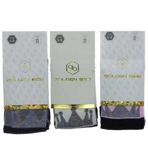 Golden Bee 6563 Kız Çocuk Simli Desenli Külotlu Çorap