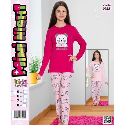 Mini Night 2343 Kız Çocuk Dear Bear Bas Pijama Takımı 13-16 Yaş