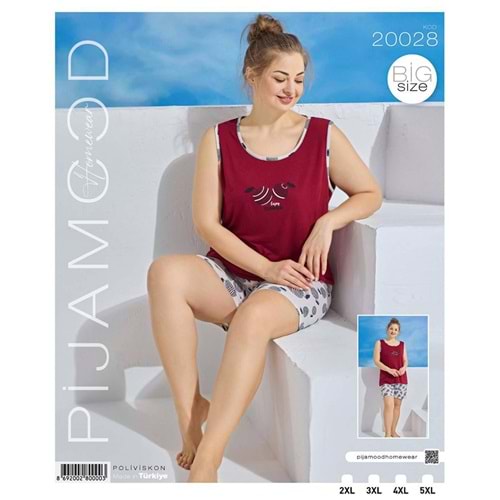 Pijamood 20028 Bayan Enjoy Bas Şortlu Battal Pijama Takımı 2XL-5XL