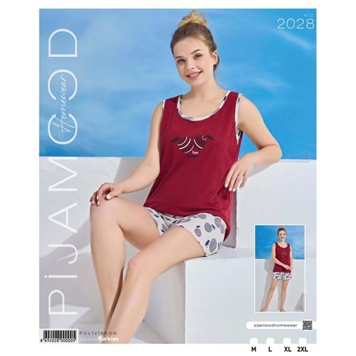 Pijamood 2028 Bayan Desenli Poliviskon Şortlu Pijama Takımı M-2XL