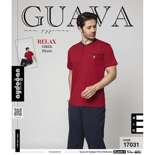 Guava 17031 Erkek Relax Kısa Kol Pijama Takımı M-XL