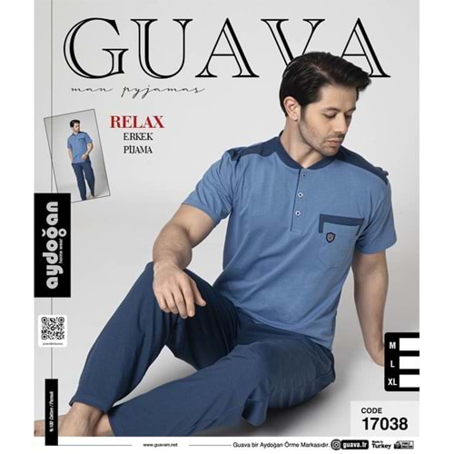 Guava 17038 Erkek Relax Kısa Kol Pijama Takımı M-XL