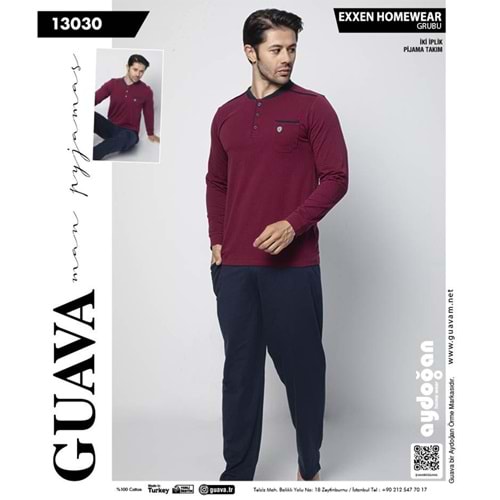Guava 13030 Erkek Uzun Kol Pijama Takımı M-XL