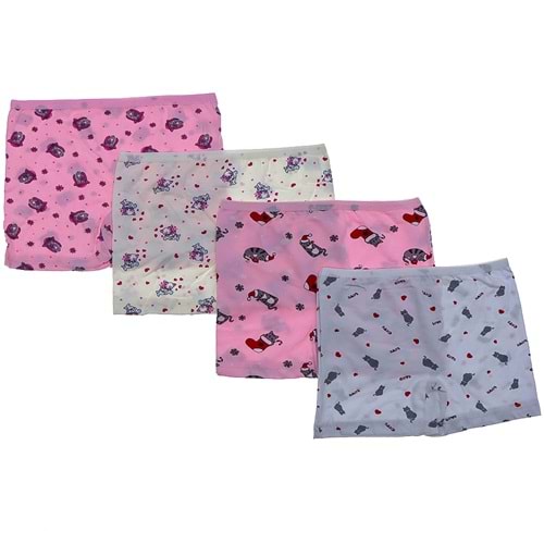Body Way 0304-0316 Kız Çocuk Penye Empirme Desen Boxer 12 Li