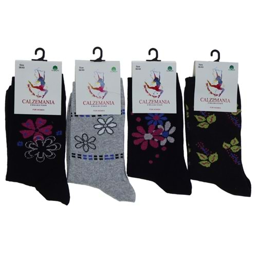 Calzemanıa Bayan Likralı Desenli Soket Çorap