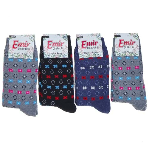 Emir Bayan Likralı Desenli Havlu Soket Çorap