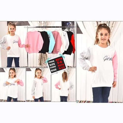 Zara 9074 Kız Çocuk You Baskılı Penye Sıfır Yaka Sweat 9-12 Yaş