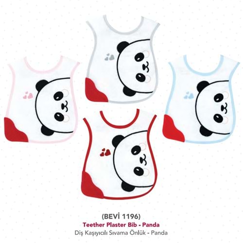 Bebek Evi 1196 Bebe Diş Kaşıyıcılı Panda Nakışlı Önlük 0-6 Ay